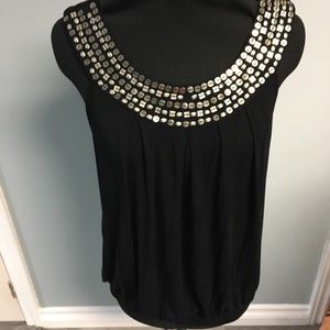 Cable & Gauge Black Sleeveless Bedazzle Top